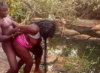 Village girl with perfect boobs gets banged by stream! 😍