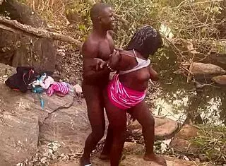 Village girl with perfect boobs gets banged by stream! 😍