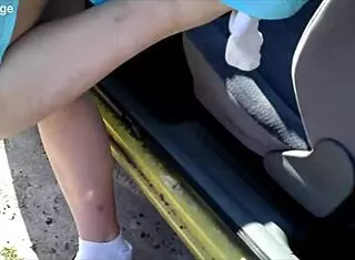 German Zeraphine73 Shows Sexy Feet in Car with Socks On