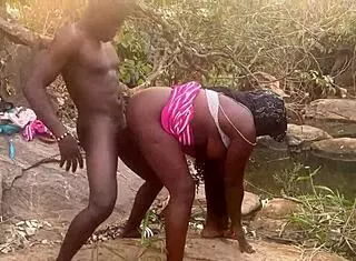 Village girl with perfect boobs gets banged by stream! 😍