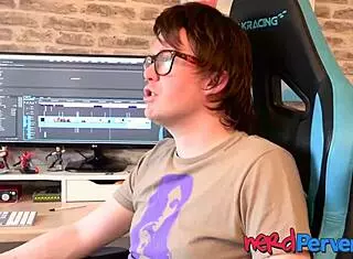 Nerdy British dude tricks wannabe pornstar babe into sucking his big cock.