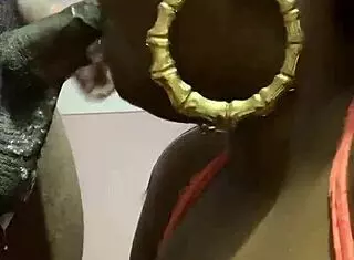 Young Ebony BBW Milf Gives Sloppy Wet Blowjob To Fat Black Cock