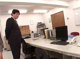 Skinny Japanese Teen Secretary Seductively Sucks Old Boss's Dick in Office Uncensored Porn!
