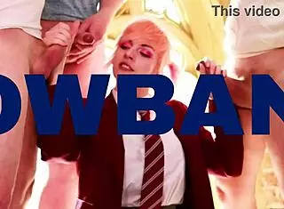 18 Year Old Blonde Ellie Shou Gets Railed and Swallows Cum