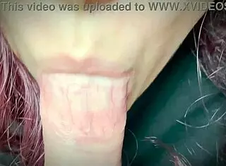 Amateur couple performs intense close up blowjob
