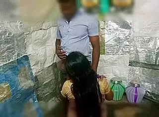 Indian village student fucks his aunty with blowjob and cum in mouth.