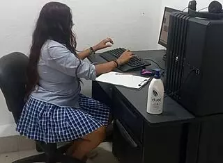 18 Year Old Student Studies In Scantily Clad Outfit Showing Big Tits