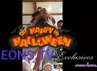 hot girls flashing boobs and naked ass at halloween party!