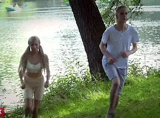 Morning jog turns wild with petite blonde getting pounded and facialized! 😍