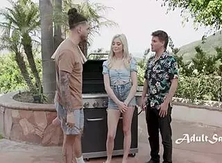 Petite 18+ Lexi Lore Joins Inlaws In Anal 3some With Doggystyle And Muff Diving