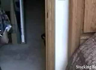 I love her cute feet in stockings