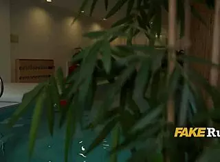 Risky poolside sex with italian cutie in outdoor casting