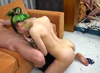 Tattooed college babe cheats with riding and doggystyle quickie.