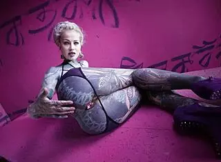 Tattoo Goth Girl Fingers Anal Solo with Buttplug Collection