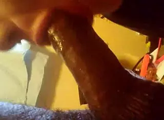 Beautiful mouth in interracial deepthroat action.