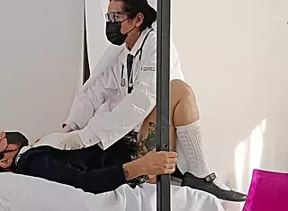 doctor takes advantage during the checkup, almost gets caught