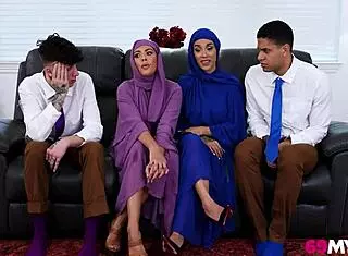 Hijab milfs having a pussy-shattering affair with not-son 😍