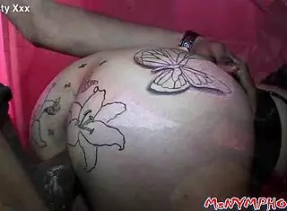 Latina amateur with ass tattoo goes hard in rough interracial sex.