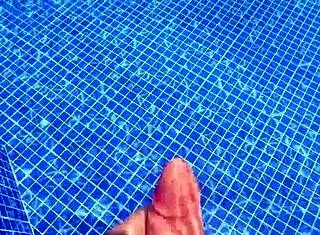 passionate sex in the pool with a surprised big-ass girl masturbating