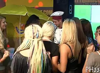 Night club amateurs get wild with striptease. Their cum-filled group dance heats up fast.