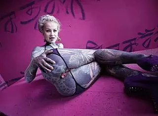 Tattoo Goth Girl Fingers Anal Solo with Buttplug Collection