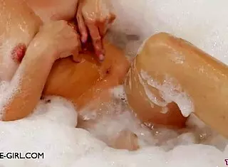 Delightful Young 18+ Brunette Model Poses in Bath Photoshoot