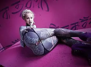 Tattoo Goth Girl Fingers Anal Solo with Buttplug Collection