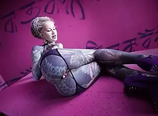 Tattoo Goth Girl Fingers Anal Solo with Buttplug Collection