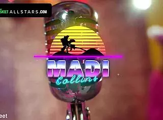 Redhead in fishnets and bikini, crazy about Madi