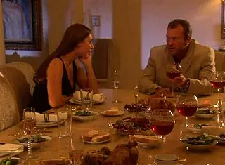 Brunette milf intensely fucked in living room