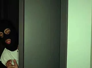 Latina busty brunette surprised by burglar, ends up fucking hard in lingerie 😏