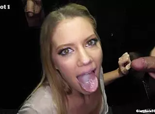 Candice Swallows 13 Cumshots in Epic Gloryhole Show