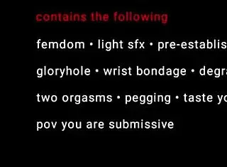 Erotic audio of bound loser humiliated at gloryhole by femdom.