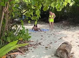 Risky Public Flashing on Beach