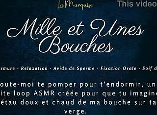 French girl gives blowjob with dirty talk in ASMR.